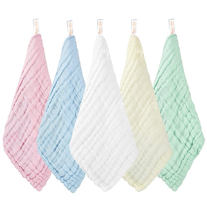 Soft Newborn Essentials - Muslin Washcloths & Towels for Sensitive Skin - 10 Pack, 10X10 Inches - Baby Register Shower Gift